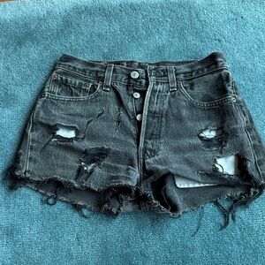 ICONIC Vintage Levi’s Black Denim Distressed Cut Offs